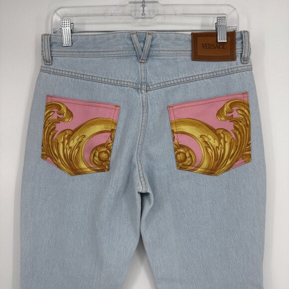 Versace Women's Denim with Heritage Print Jeans Size 28 US 1003366 NWT - Picture 2 of 11